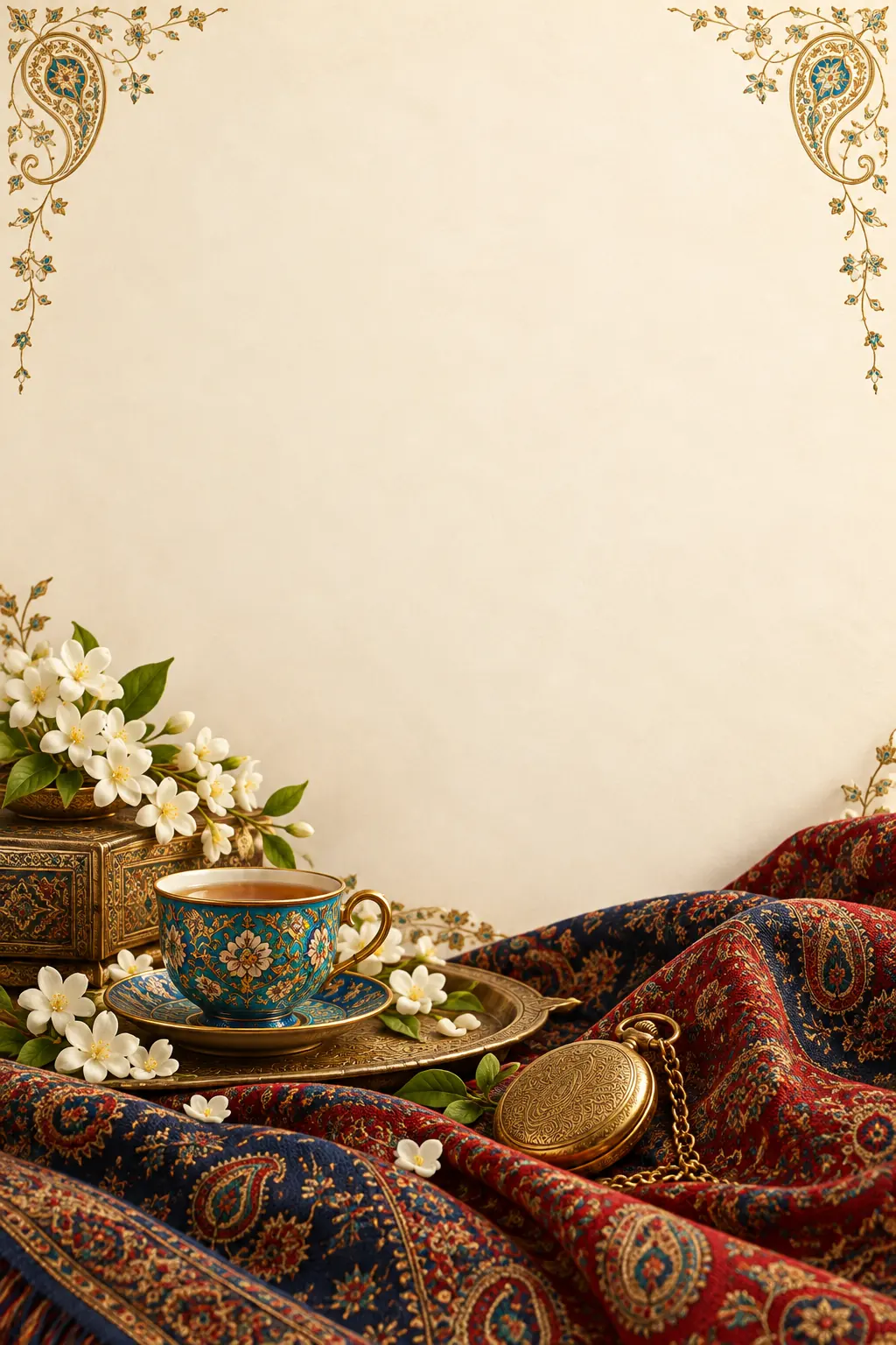 کارت تبریک روز پدر طرح چای و ترمه